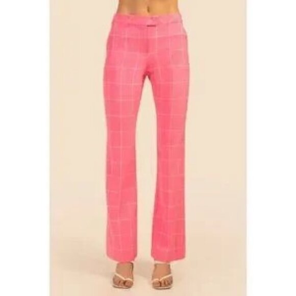 💕TRINA TURK💕 Carillo Pant ~ Windowpane Tropical Suiting Candy Pink 10 NWOT - Picture 1 of 16